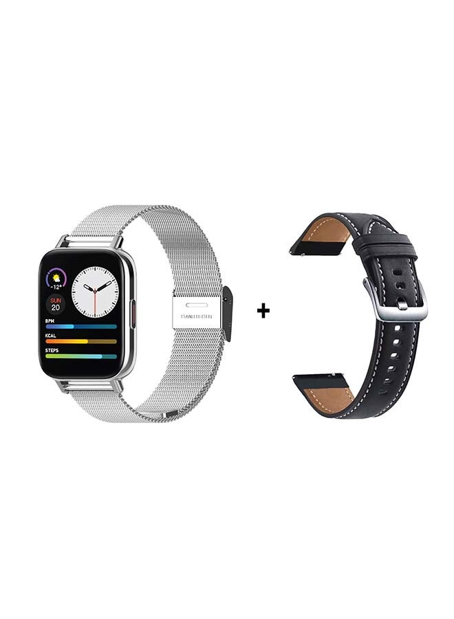 Xcell - Smartwatch G3 Talk All Day Heart Rate And O2 Level Monitoring With IP67 Water Resistance Along With Arabic Interface And Leather Strap Silver - Image 1