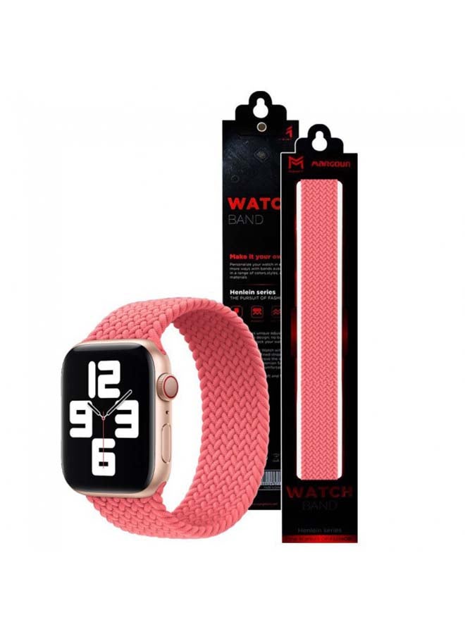 MARGOUN Braided Solo Loop Elastic Replacement Band Medium for Apple Watch 42/44/45mm pink  - Image 2