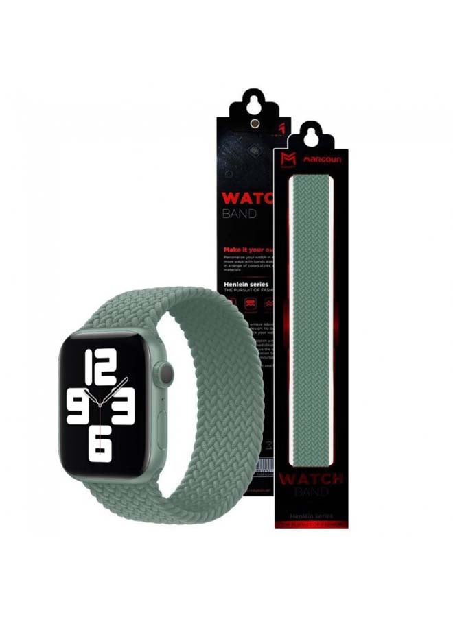 MARGOUN - Braided Solo Loop Elastic Replacement Band Medium for Apple Watch 42/44/45mm green - Image 1