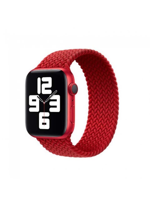 Braided Solo Loop Elastic Replacement Band Medium for Apple Watch 42/44/45mm red