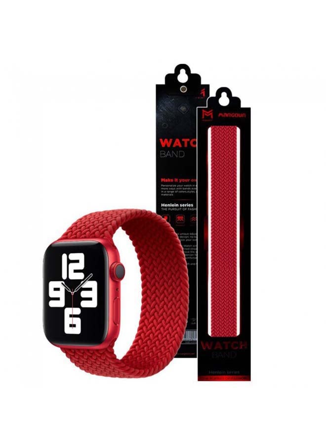 Braided Solo Loop Elastic Replacement Band Medium for Apple Watch 42/44/45mm red