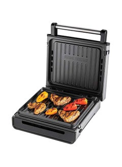 George Foreman Smokeless Non-Stick Electric Grill, Indoor BBQ and Griddle Hot Plate with Built-in Drip Tray, Stainless Steel 1500 W RHB28000 Silver  - Image 1