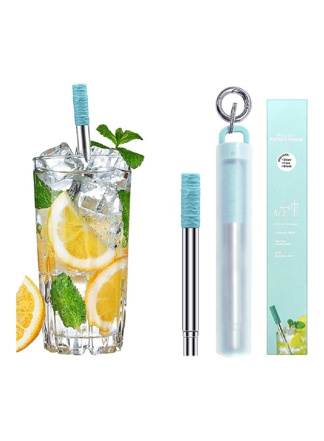 ماصة جيب قابلة للطي مصنوعة من الستانلس ستيل باللون: الأزرق/الفضي - Image 4