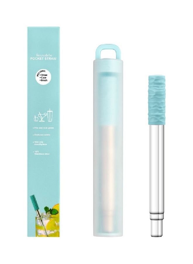 ماصة جيب قابلة للطي مصنوعة من الستانلس ستيل باللون: الأزرق/الفضي - Image 1