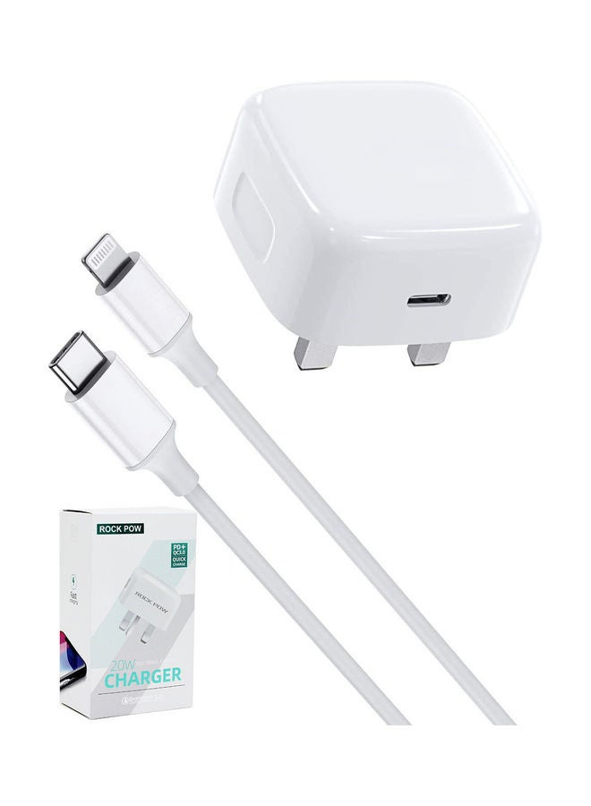 Rock Pow Fast Charging Type C Charger With Cable White - Image 2
