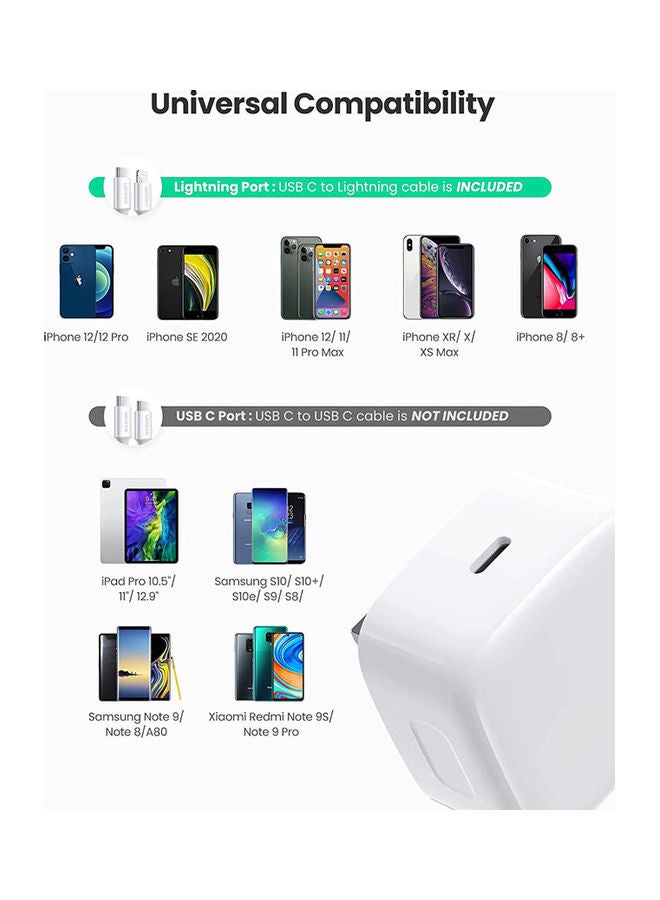 Rock Pow Fast Charging Type C Charger With Cable White - Image 5