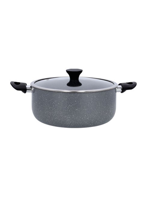 Granite Coated Casserole With Glass Lid Multicolour 28x2.5x12cm
