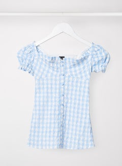 Bardot Junior Kids/Teen Gingham Print Broderie Dress Blue  - Image 1