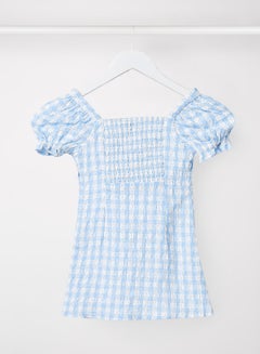 Bardot Junior Kids/Teen Gingham Print Broderie Dress Blue  - Image 2