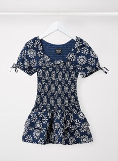 Bardot Junior Kids/Teen Floral Print Shirred Dress Navy  - Image 1