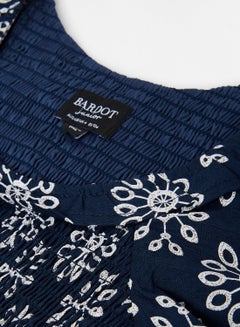 Bardot Junior Kids/Teen Floral Print Shirred Dress Navy  - Image 4