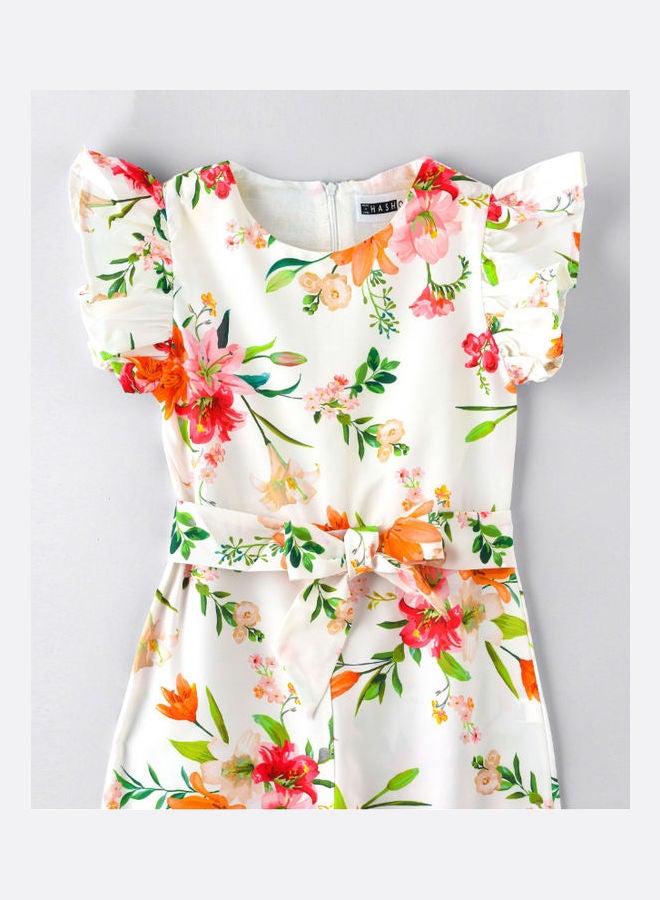 HASHQLO Flower Printed Full Length Jumpsuit Multicolour - Image 3