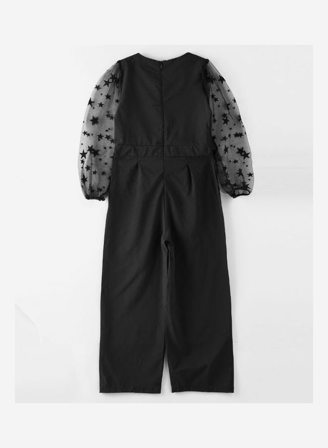 HASHQLO Pearl Belt With Star Embellished Full Length Jumpsuit Black/Grey  - Image 2