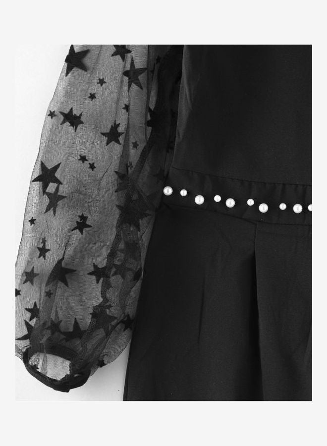 HASHQLO Pearl Belt With Star Embellished Full Length Jumpsuit Black/Grey  - Image 3