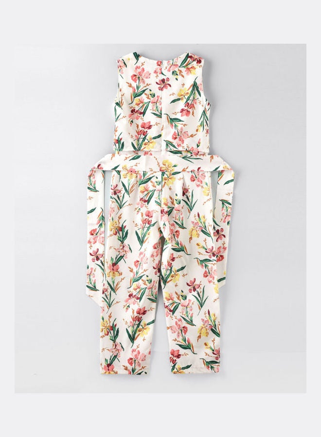 HASHQLO Sleeveless Flower Printed Full Length Jumpsuit Multicolour - Image 2