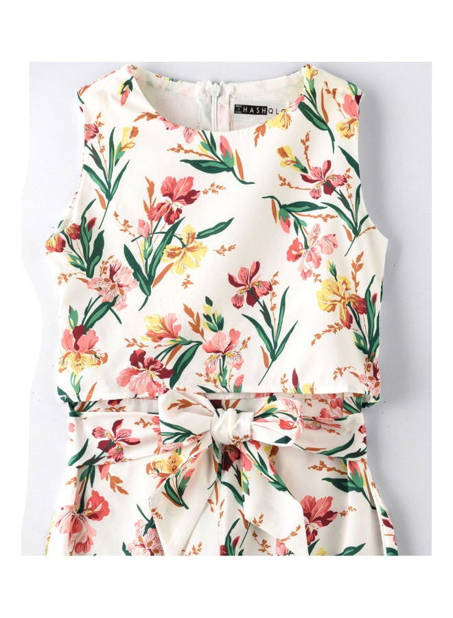 HASHQLO Sleeveless Flower Printed Full Length Jumpsuit Multicolour - Image 3