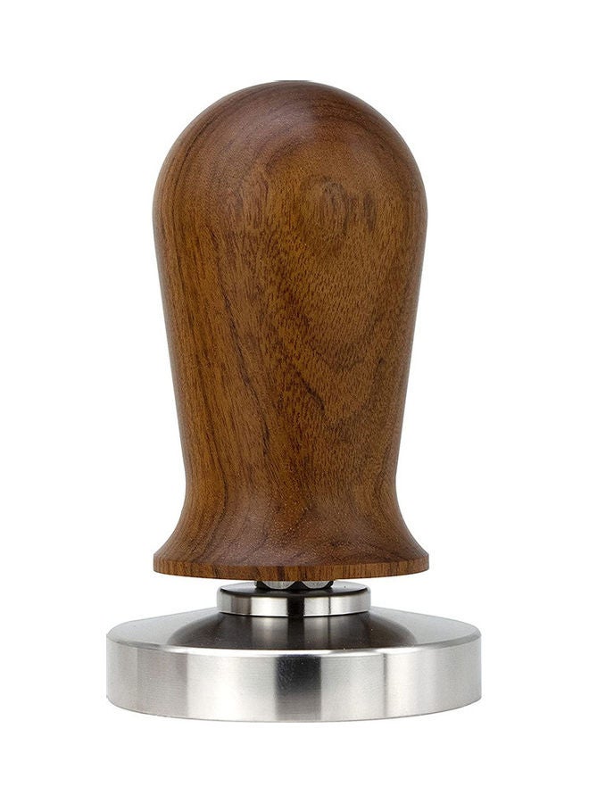 Calibrated Espresso Tamper With Spring Flat Base Brown/Silver