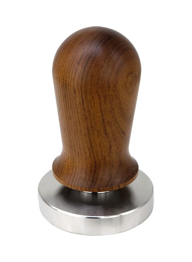 Calibrated Espresso Tamper With Spring Flat Base Brown/Silver