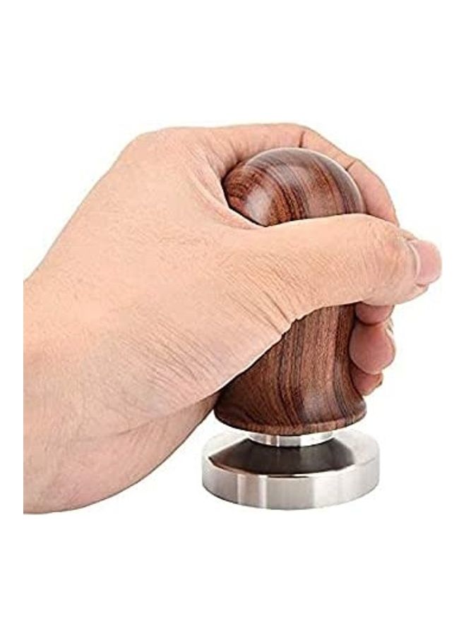 Calibrated Espresso Tamper With Spring Flat Base Brown/Silver