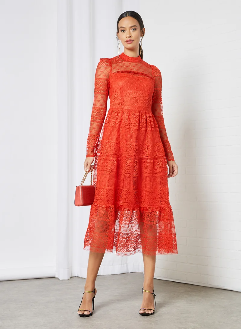 فيرو مودا Lace Tiered Midi Dress جوجي بيري