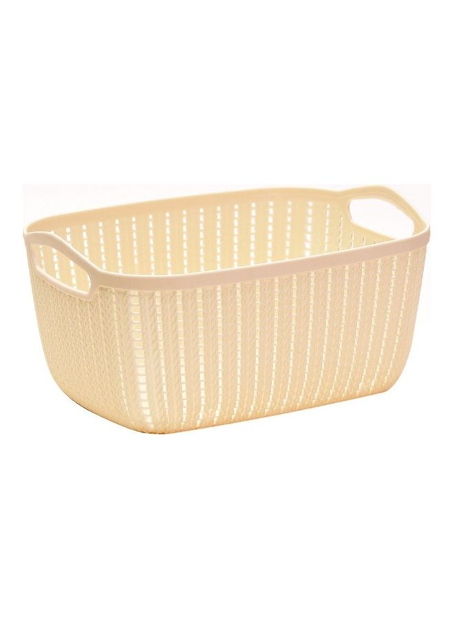 Creative Desktop Storage Plastic Organizer Basket with Handle beige 20 x 12 x 12cm 