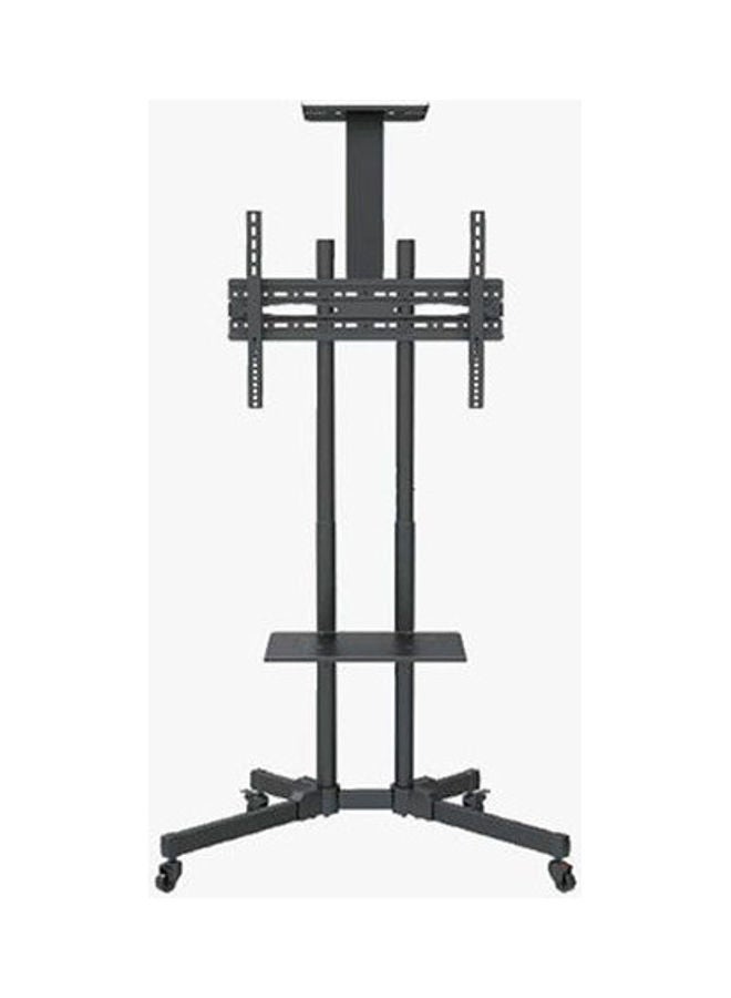 Generic - Floor Screen Stand With Wheels Moving In All Directions With Rack Holder For Receivers And Receivers Black - Image 1