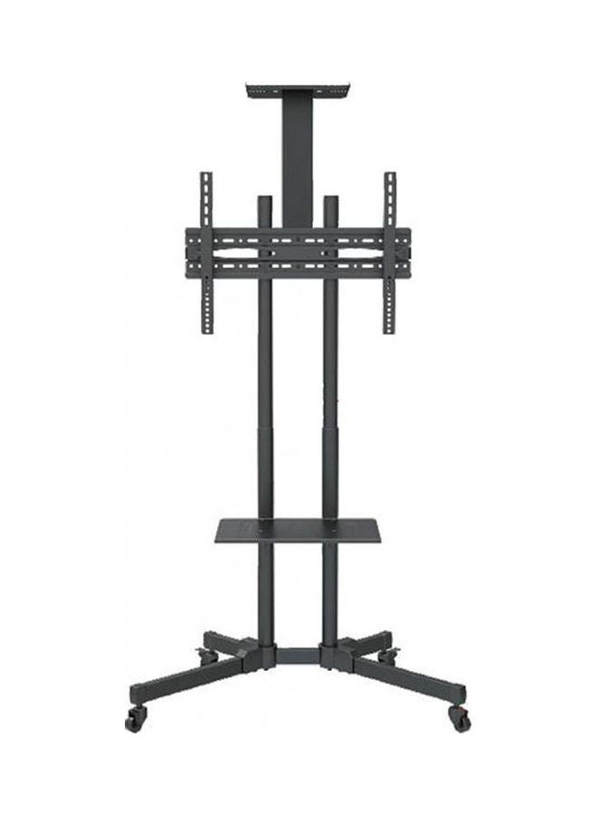 Generic - Floor Screen Stand With Wheels Moving In All Directions With Rack Holder For Receivers And Receivers Black - Image 1