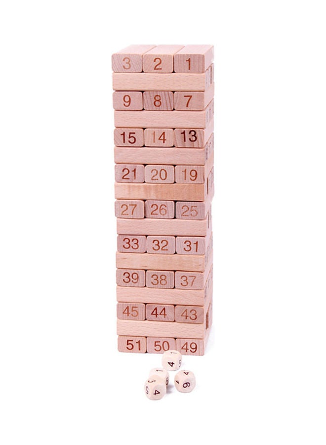 51-Piece Timber Tower Wooden Block Stacking Games  - Image 1