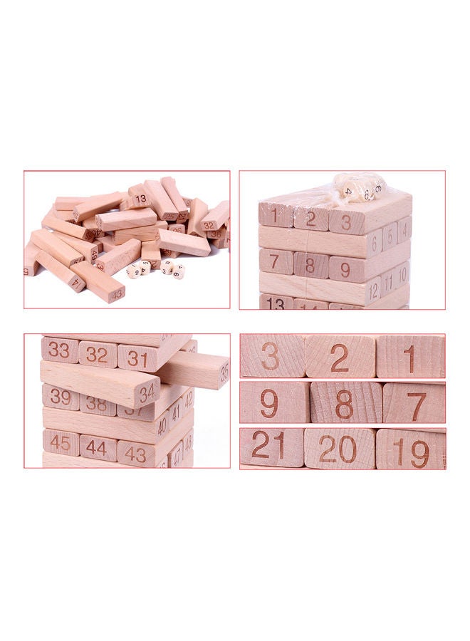 مجموعة مكعبات بناء خشبية بتصميم برج خشبي مكونة من 60 قطعة - Image 2