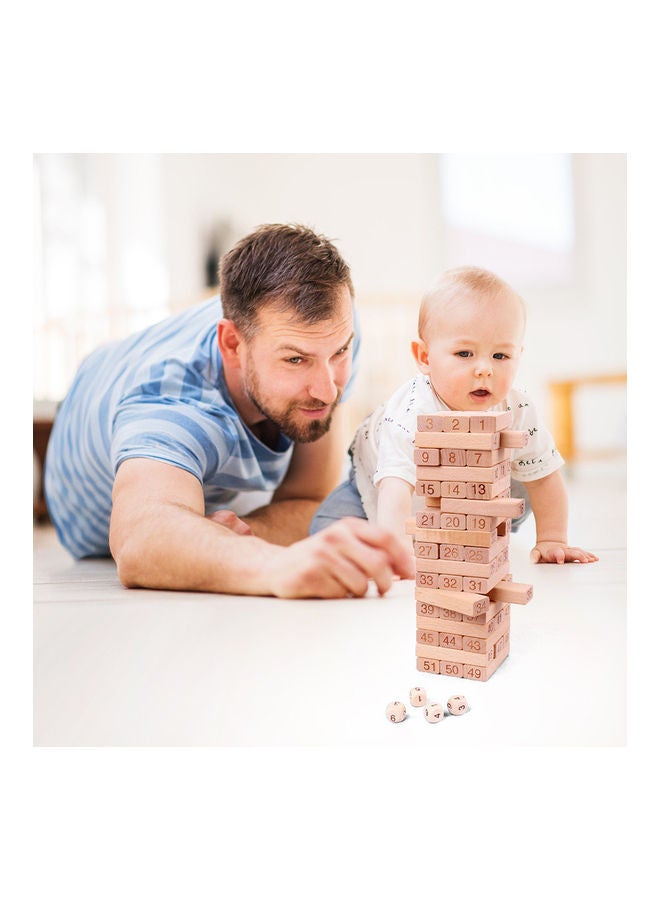 مجموعة مكعبات بناء خشبية بتصميم برج خشبي مكونة من 60 قطعة - Image 4