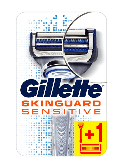 Skinguard Men's Razor For Sensitive Skin, Handle + 2 blade refills