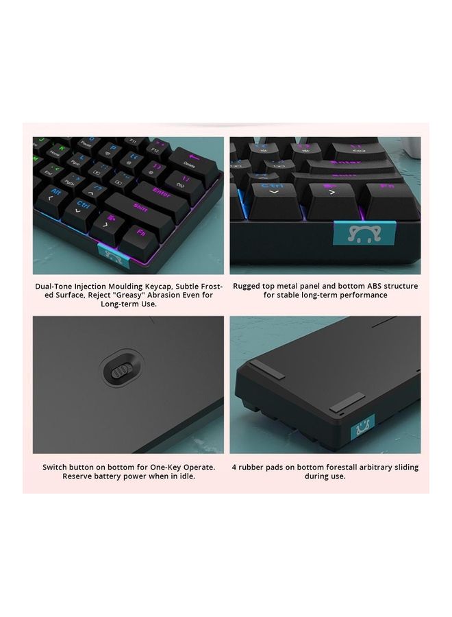Ajazz DaiDai STK61 Mechanical Keyboard Wireless Blue Switchs Bluetooth 61-Keys for PC Desktop Black  - Image 4