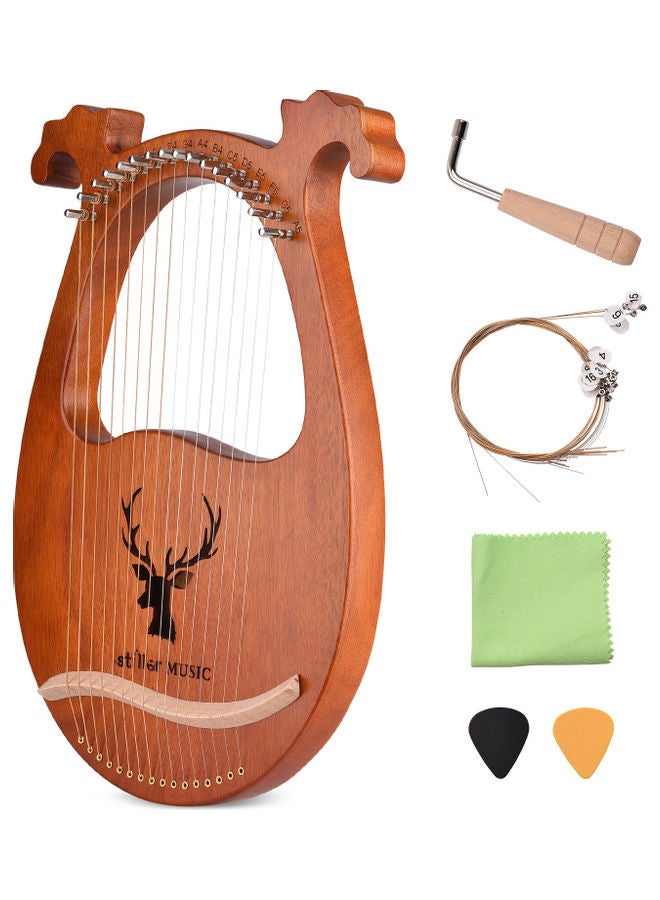 ammoon - 16-String Lyre Harp Instrument With Hammer Strings And Cleaning Cloth - Image 1