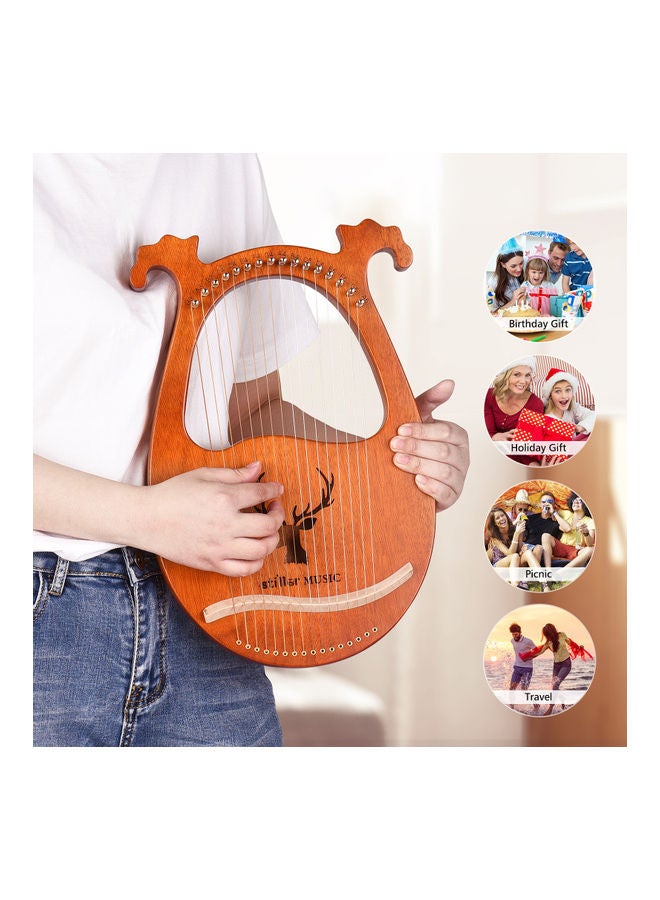 ammoon - 16-String Lyre Harp Instrument With Hammer Strings And Cleaning Cloth - Image 1