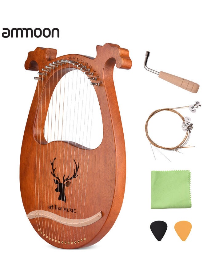 ammoon - 16-String Lyre Harp Instrument With Hammer Strings And Cleaning Cloth - Image 1