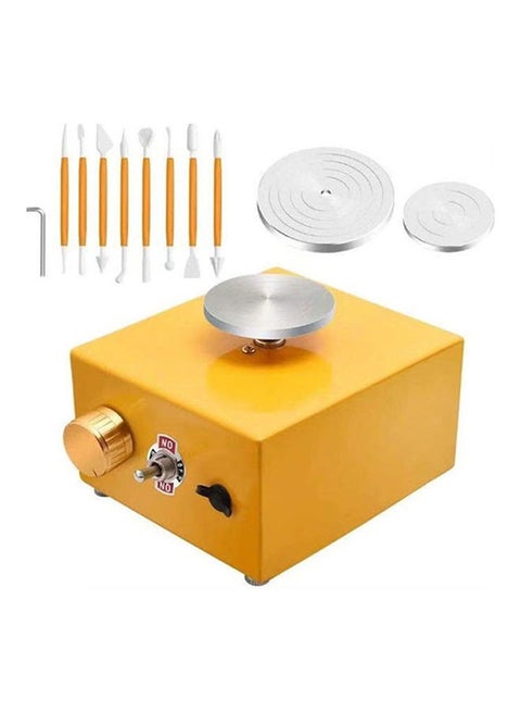 Mini Electric Pottery Wheel Machine Set Yellow 13x15x8.5cm