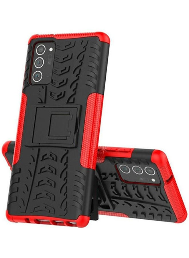ARMOR - Kickst And Hybrid  Soft Tpu Silicone Shockproof  Case For Samsung Galaxy Note 20 Ultra Red- Black - Image 1