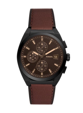 Men's Leather Chronograph Watch FS5798 - 42 mm - Brown - v1625493234/N48739311A_1