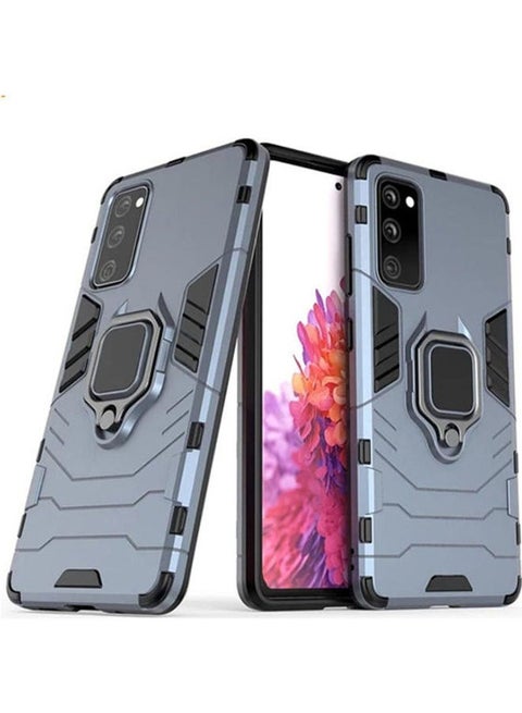 For Samsung Galaxy S20 Fe (S20 Fan Eddittion)Iron Man Protection Cover Case With Metal Ring  Magnetic Car Holder Blue