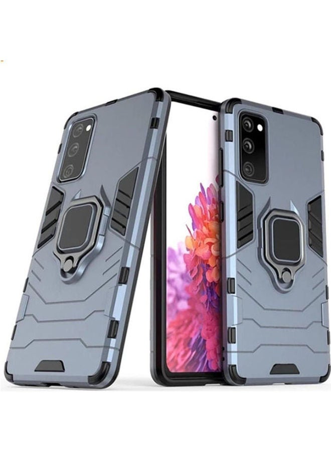 For Samsung Galaxy S20 Fe (S20 Fan Eddittion)Iron Man Protection Cover Case With Metal Ring  Magnetic Car Holder Blue