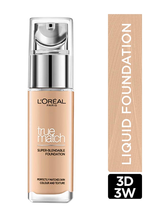 L'OREAL PARIS - True Match Super Blendable Foundation Hydrating Hyaluronic Acid Golden Beige 30ml 3D3W - Image 1