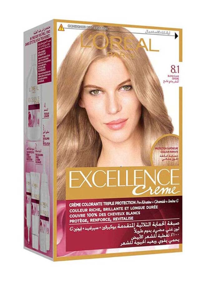 Excellence Creme Hair Color 8.1 Light Ash Blonde 