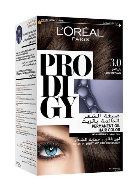 Prodigy Hair Color/Dye Micro-Oil Technology For Smooth Natural Hair Grey Hair Coverage 3.0 Dark Brown