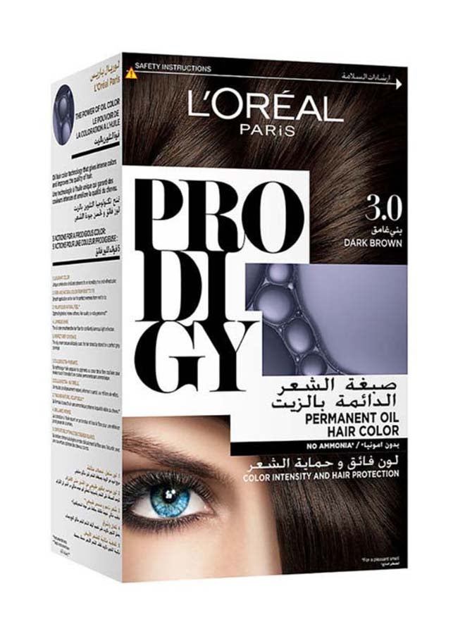 L'OREAL PARIS - Prodigy Hair Color/Dye Micro-Oil Technology For Smooth Natural Hair Grey Hair Coverage 3.0 Dark Brown - Image 1