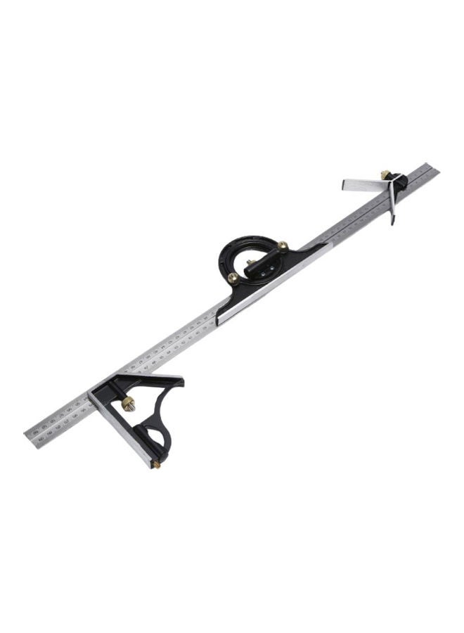 KKmoon Lengthened Combination Angle Ruler 90° Stainless Steel Level High 45° Combined Angle Ruler Multifunctional Measuring Tool For Woodworking Black/Silver - Image 1