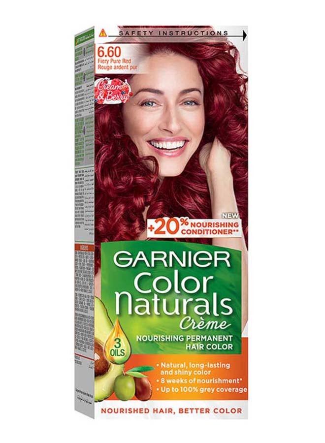 Garnier Color Naturals Permanent Hair Color 6.60 Fiery Pure Red 112ml 