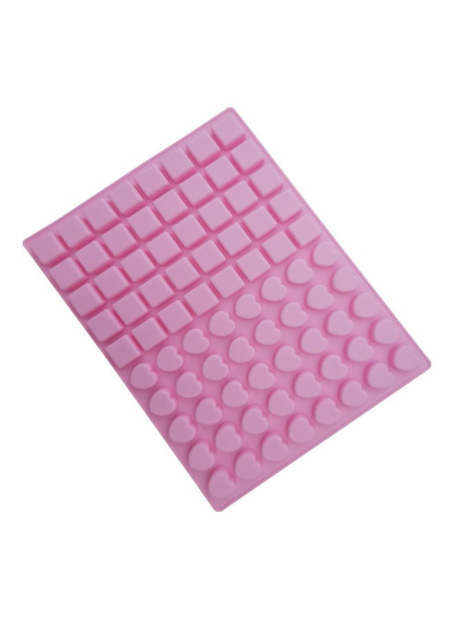 80-Cavity Square And Heart Shape Silicone Mold Pink 29x22cm - Image 2