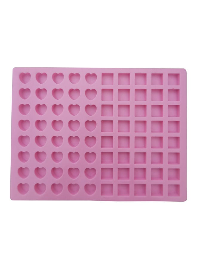 80-Cavity Square And Heart Shape Silicone Mold Pink 29x22cm - Image 3