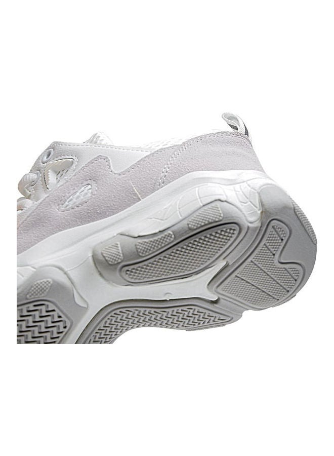 Fashion Mesh Lace-Up Textile Sneakers White  - Image 3