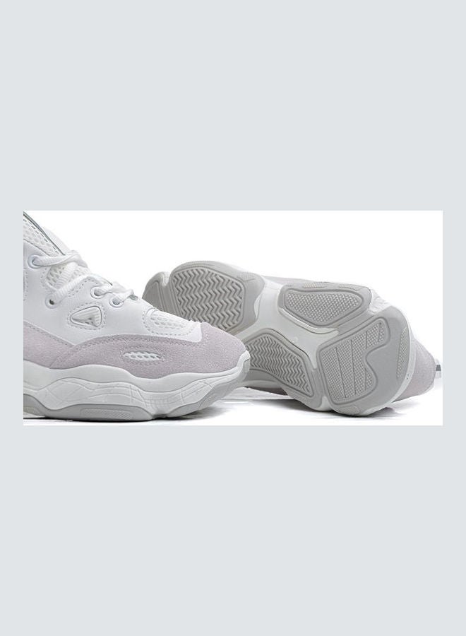 Fashion Mesh Lace-Up Textile Sneakers White  - Image 4